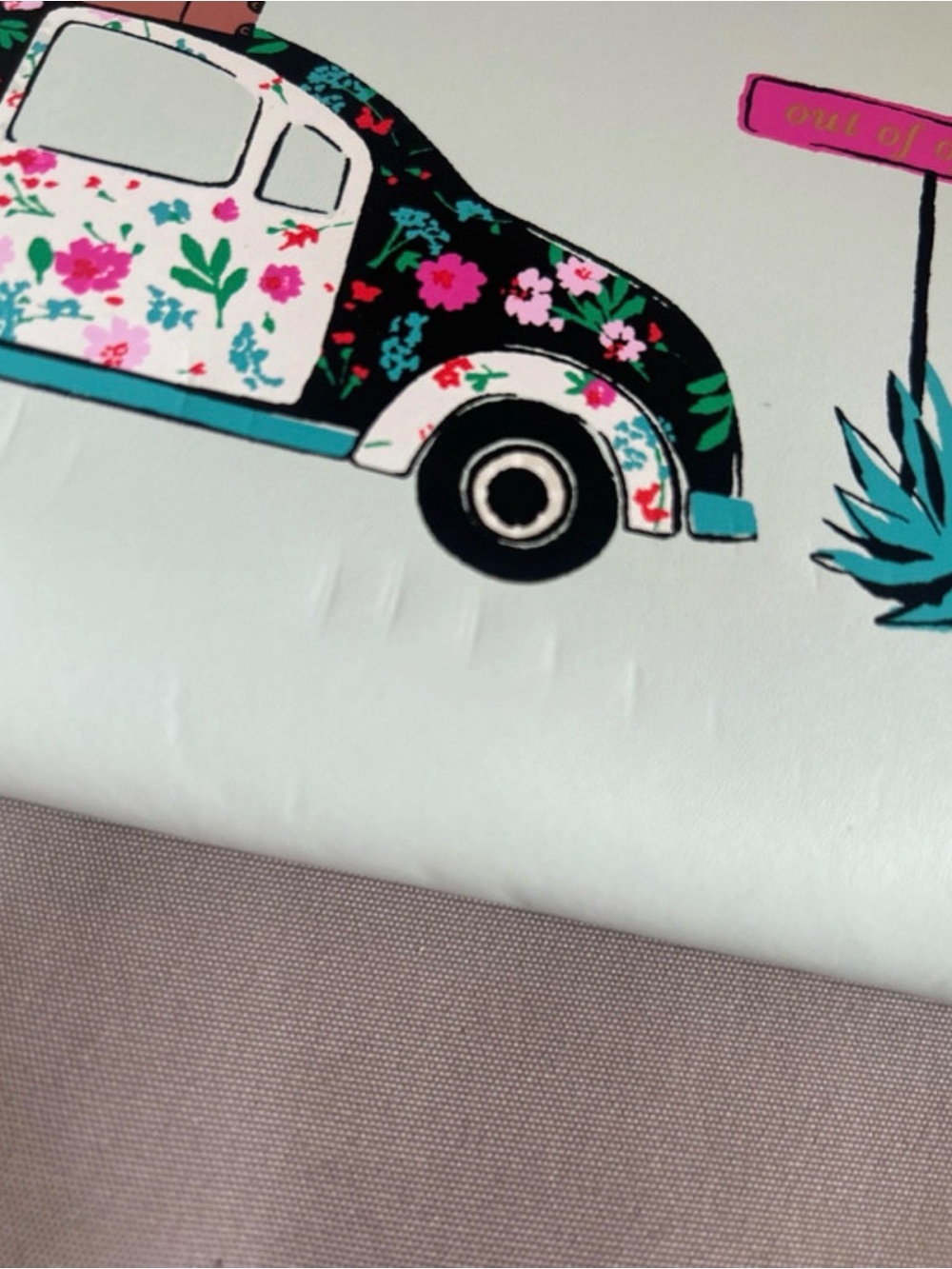 kate spade floral VW bug zip wallet - mint green with pink accents - Picture 5 of 6